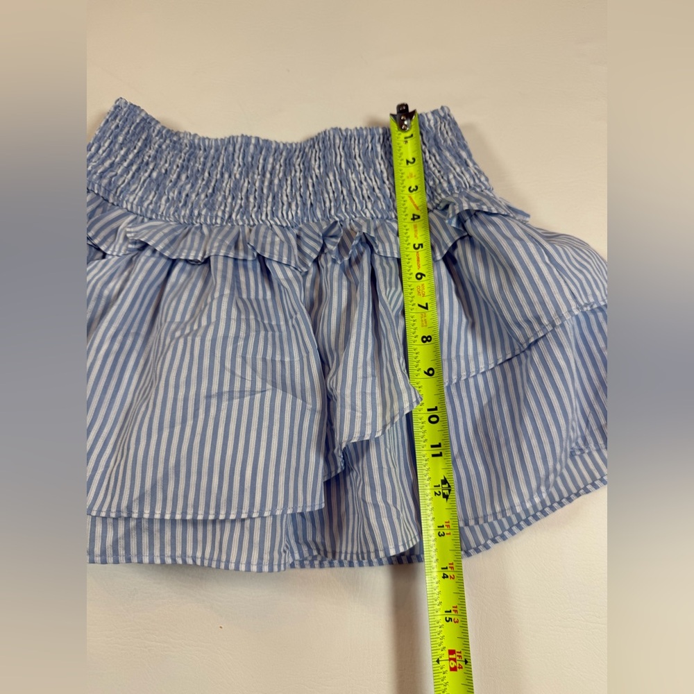 NWT DO+BE Savannah Skirt small smocked waist ruffled skirt, blue white (bin Q) - Picture 8 of 11